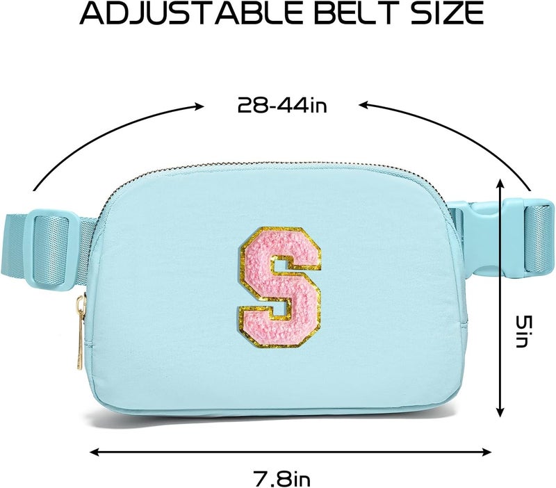 Gitus Gifts for 7 8 9 10 11 Year Old Girls Belt Bag Fanny Pack Crossbody Bags with Initial Letter Patch Birthday Gifts for Daughter Sister Friends Teen girls (Icing Blue-S) - Image 3